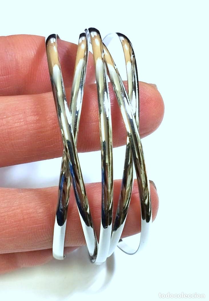 Joyeria: Brazalete de l&iacute;neas color plata, Nuevo - Foto 4