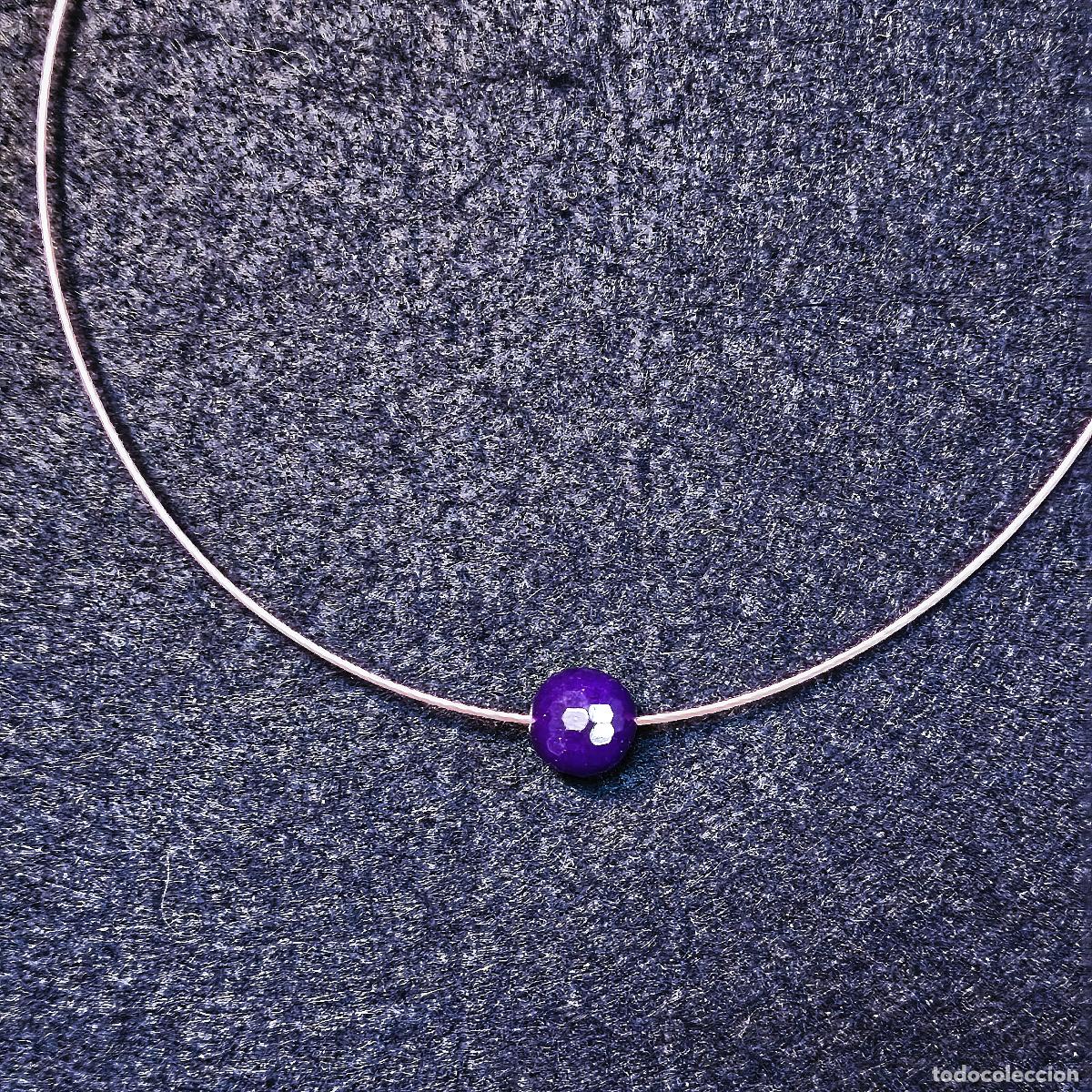 Joyeria: GARGANTILLA BOLA REDONDA FACETADA AGATA Y ACERO VIOLETA. MEDIDA 45 CM. CIERRE DE ROSCA