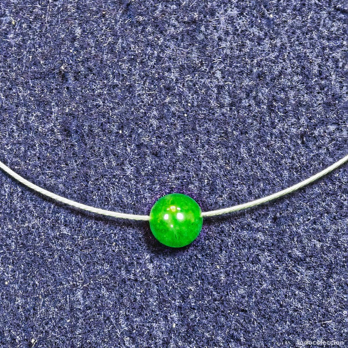 Joyeria: GARGANTILLA DE BOLA REDONDA AGATA Y ACERO VERDE. MEDIDA 45 CM. CIERRE DE ROSCA