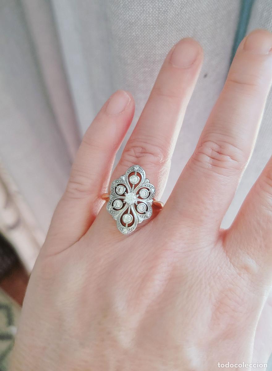 Joyeria: Anillo estilo c&oacute;ctel de bisuteria. Cobre con ba&ntilde;o de oro de 14k y circonita creada