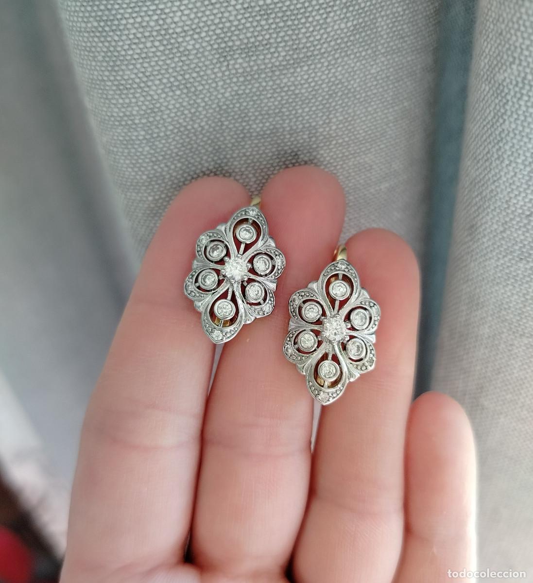 Joyeria: Pendientes bisuter&iacute;a flor de cobre con ba&ntilde;o de oro de 14k y circonita artificial