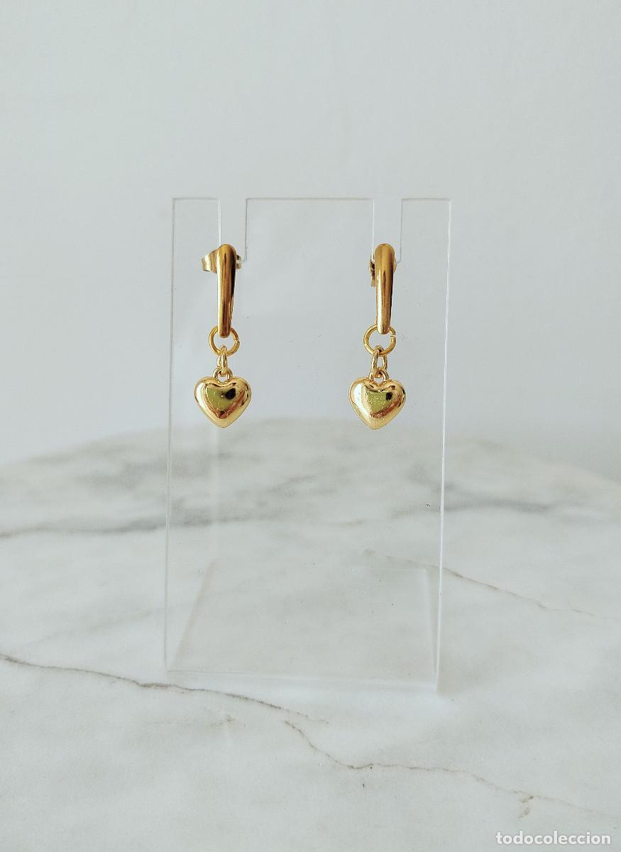 Joyeria: Pendientes metal chapado en oro . Corazones - Foto 2