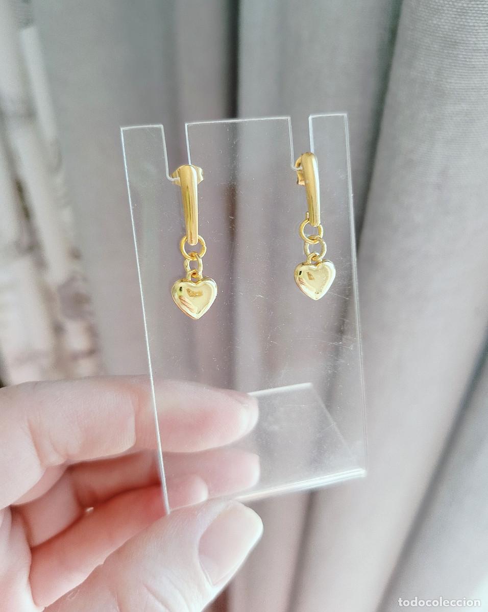 Joyeria: Pendientes metal chapado en oro . Corazones - Foto 3