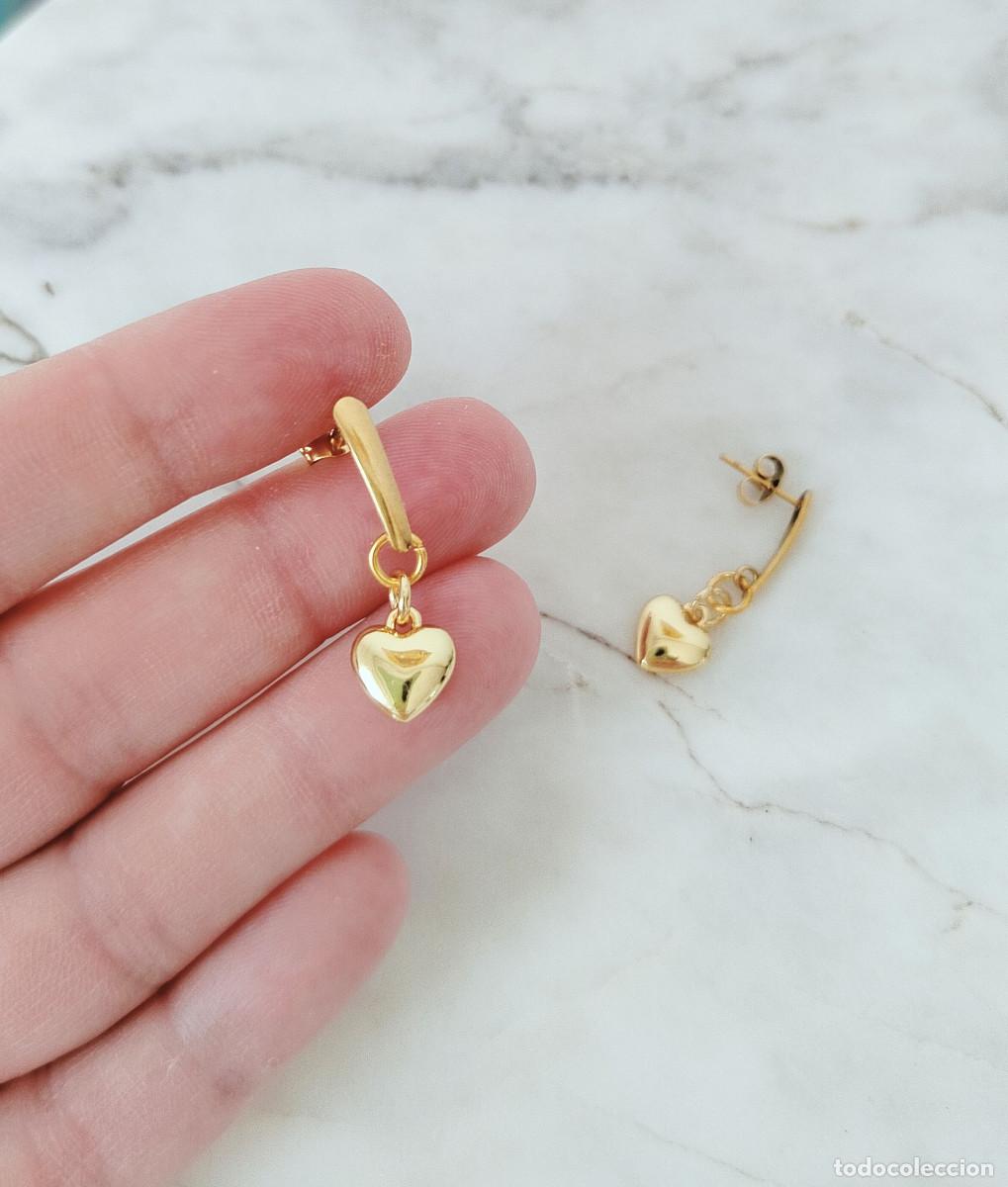 Joyeria: Pendientes metal chapado en oro . Corazones - Foto 4