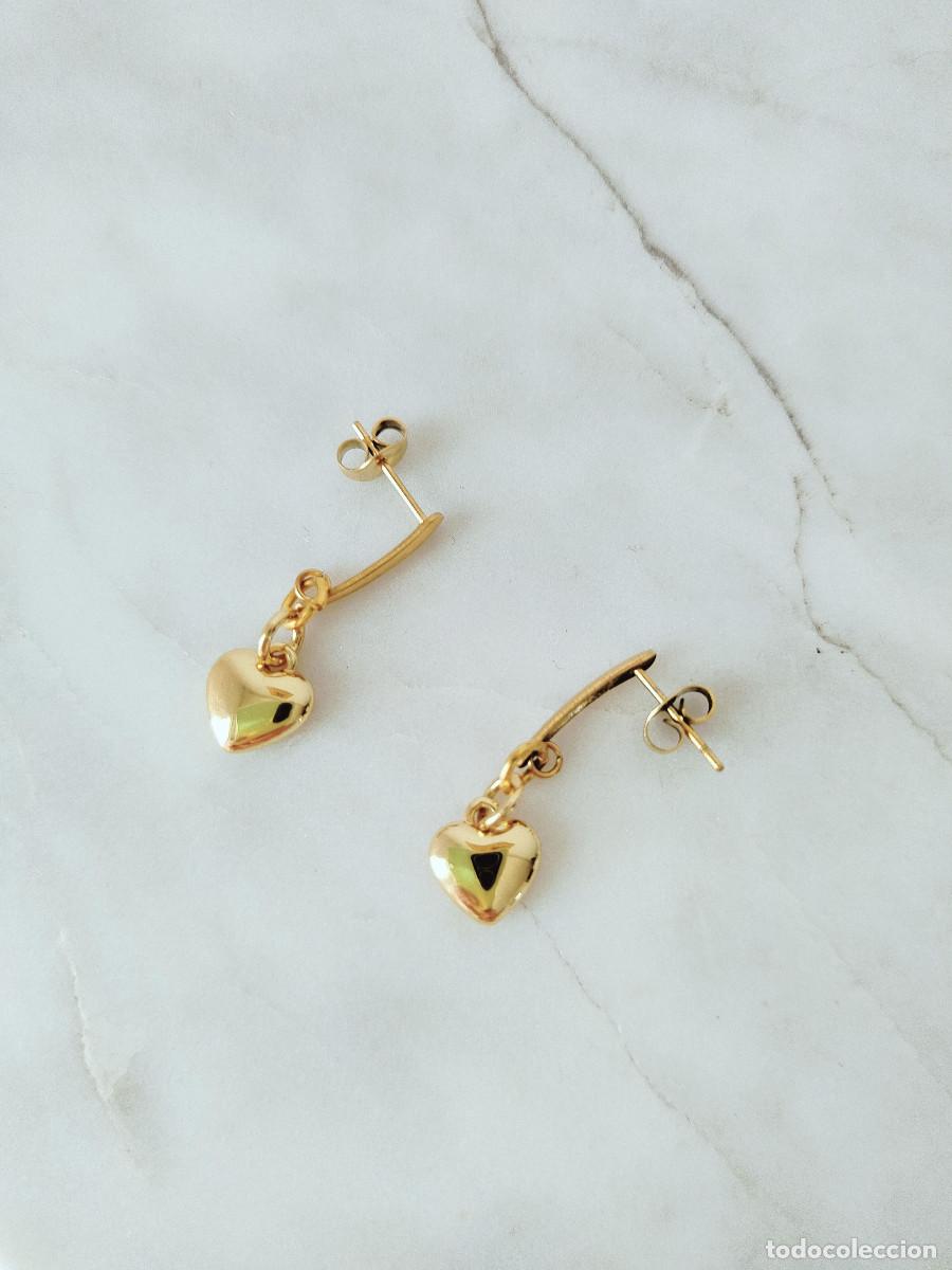 Joyeria: Pendientes metal chapado en oro . Corazones - Foto 5