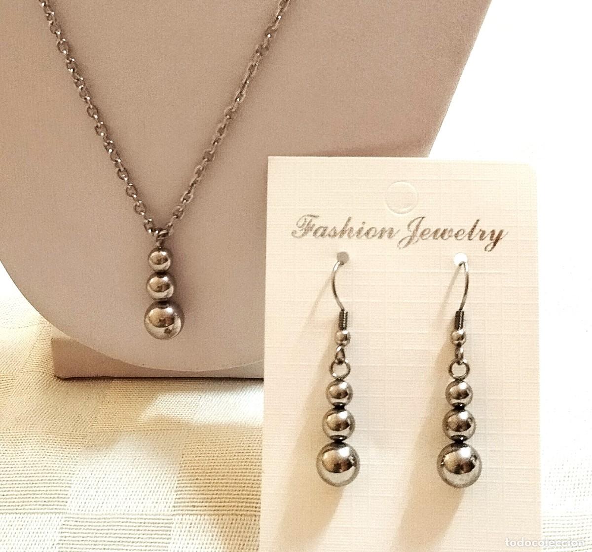 Joyeria: Conjunto gargantilla y pendientes, acero