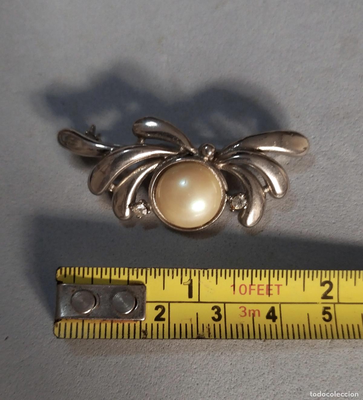 Joyeria: Bonito broche plateado con perla. - Foto 2