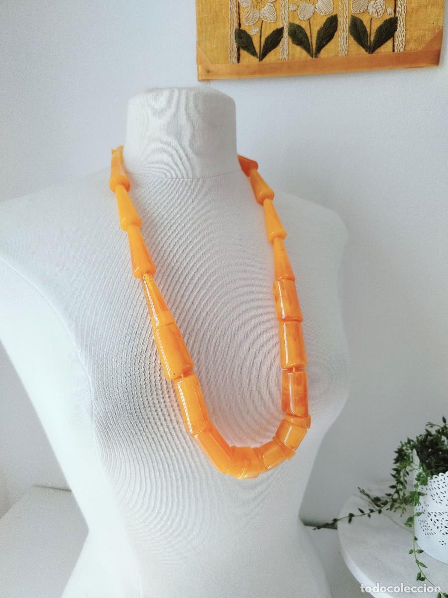 Joyeria: Collar estilo chunky vintage color &aacute;mbar // Collar cuentas grandes