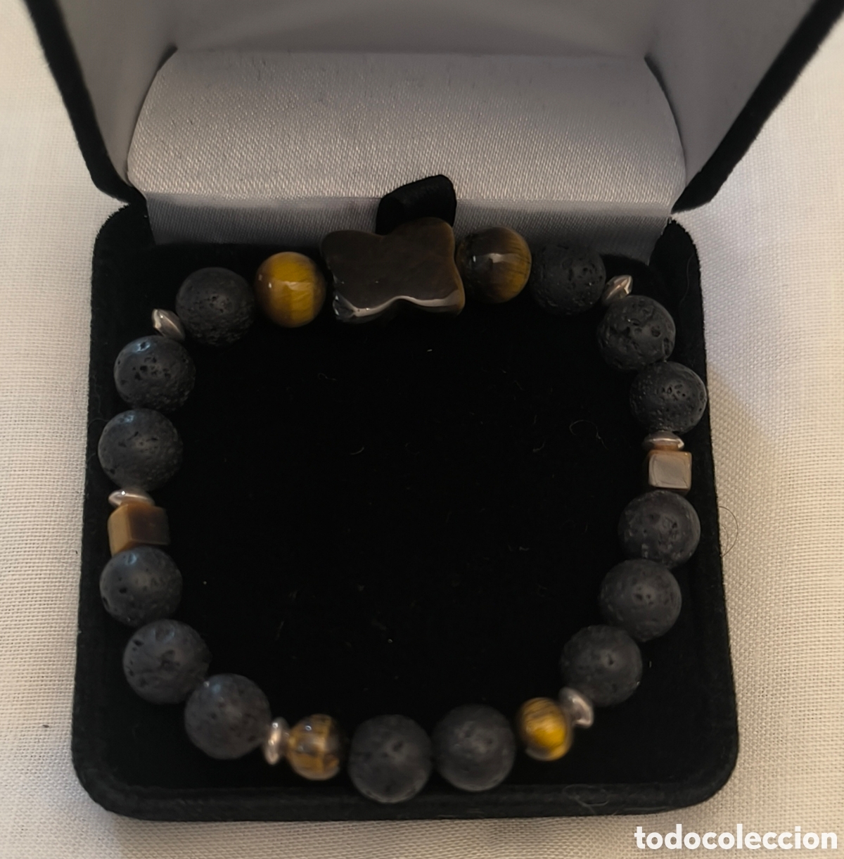 Joyeria: Vendo pulsera de lava y ojo de tigre con plata de ley