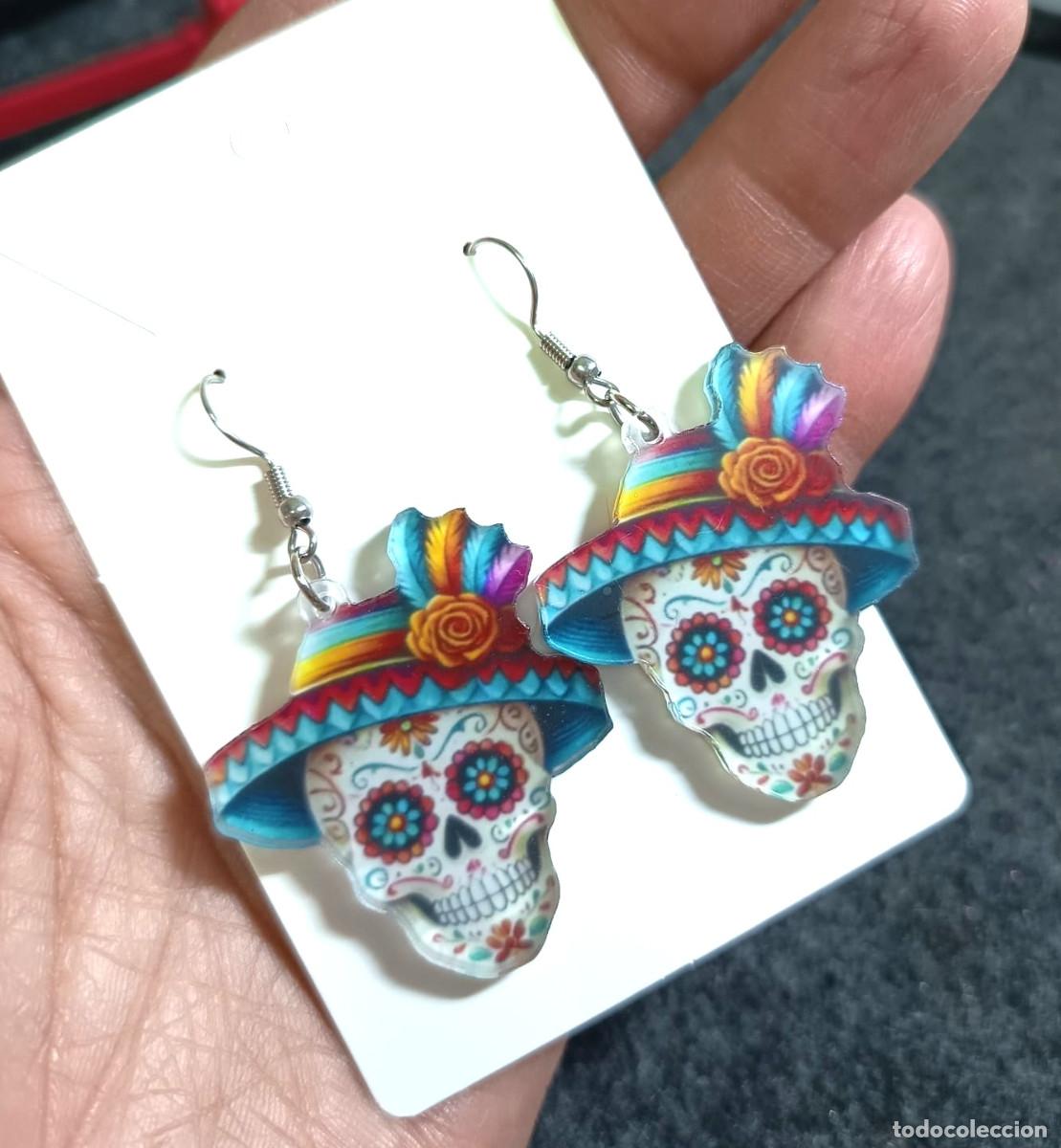 Joyeria: Pendientes calavera catrina multicolor, Nuevos - Foto 2