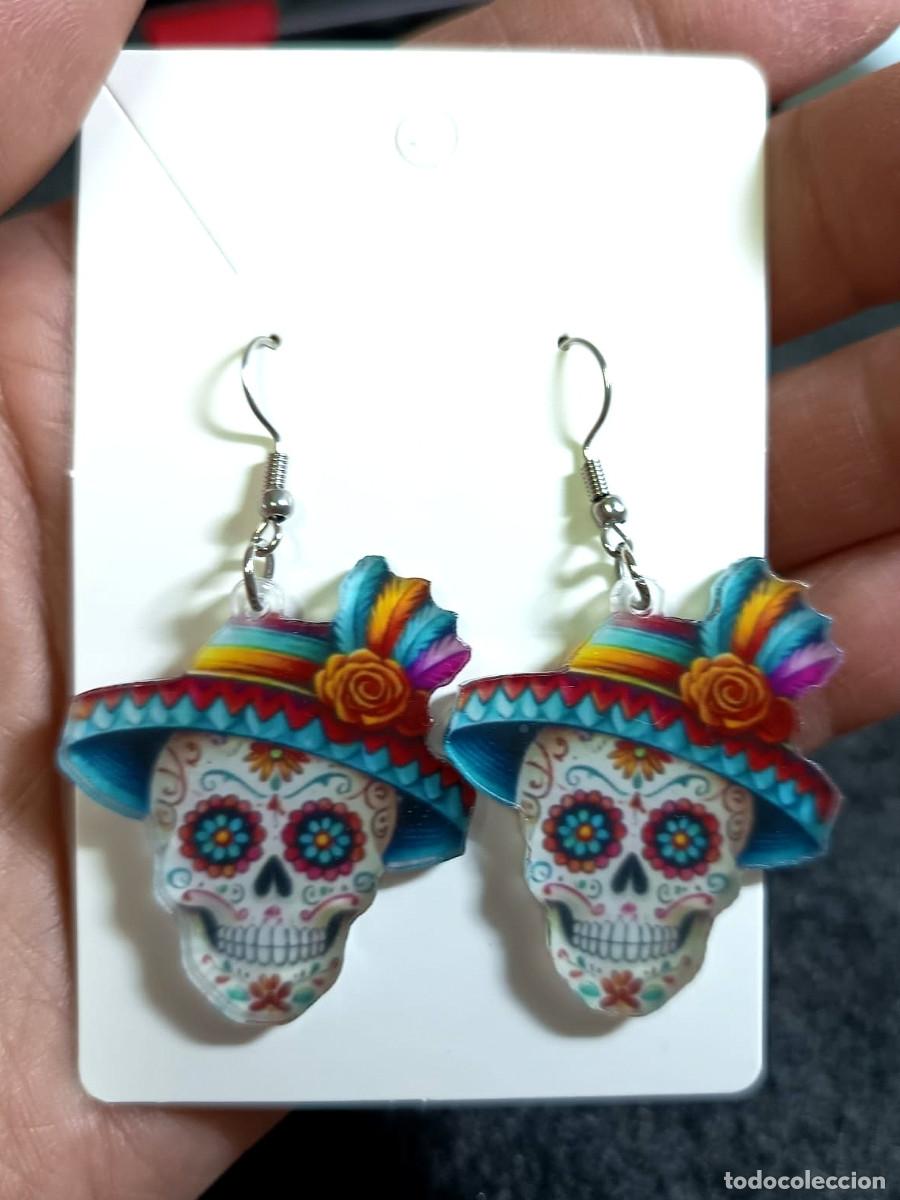 Joyeria: Pendientes calavera catrina multicolor, Nuevos - Foto 3