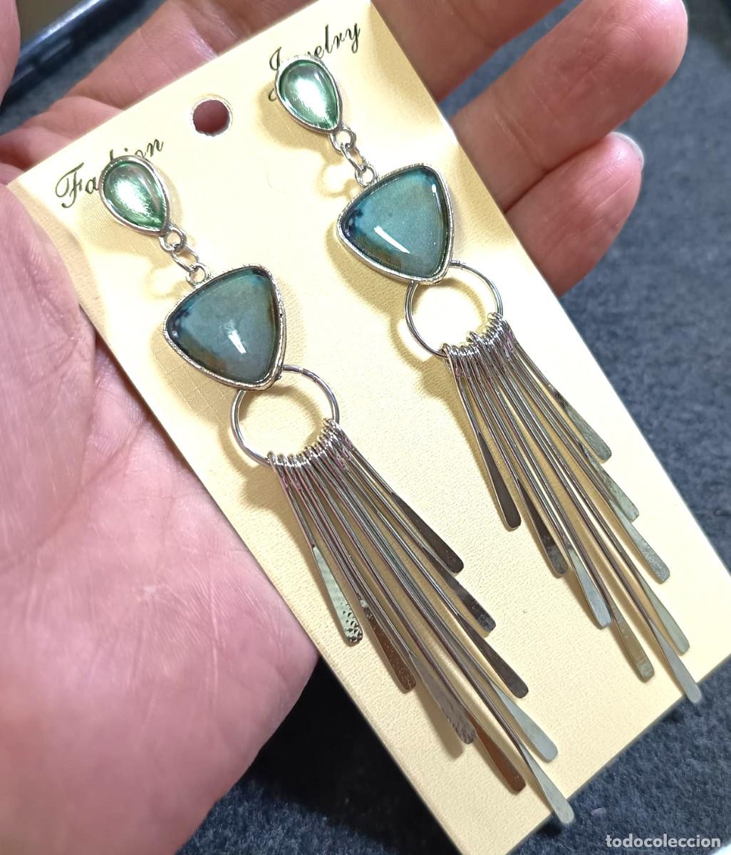 Joyeria: Pendientes largos Boho color plata y color, Nuevos