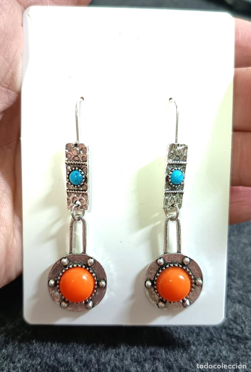 Joyeria: Pendientes largos Boho color plata y color, Nuevos