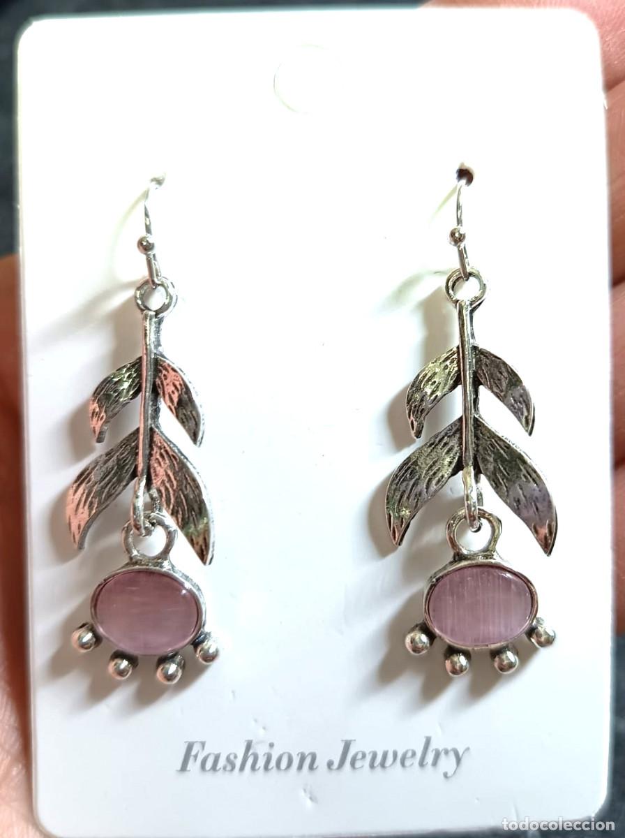 Joyeria: Pendientes largos color plata y rosa, Nuevos