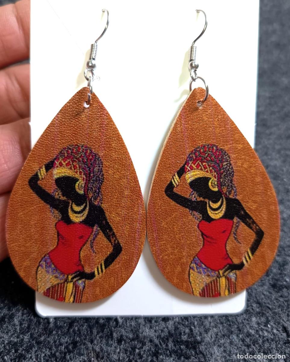 Joyeria: Pendientes largos chica africana con color, Nuevos