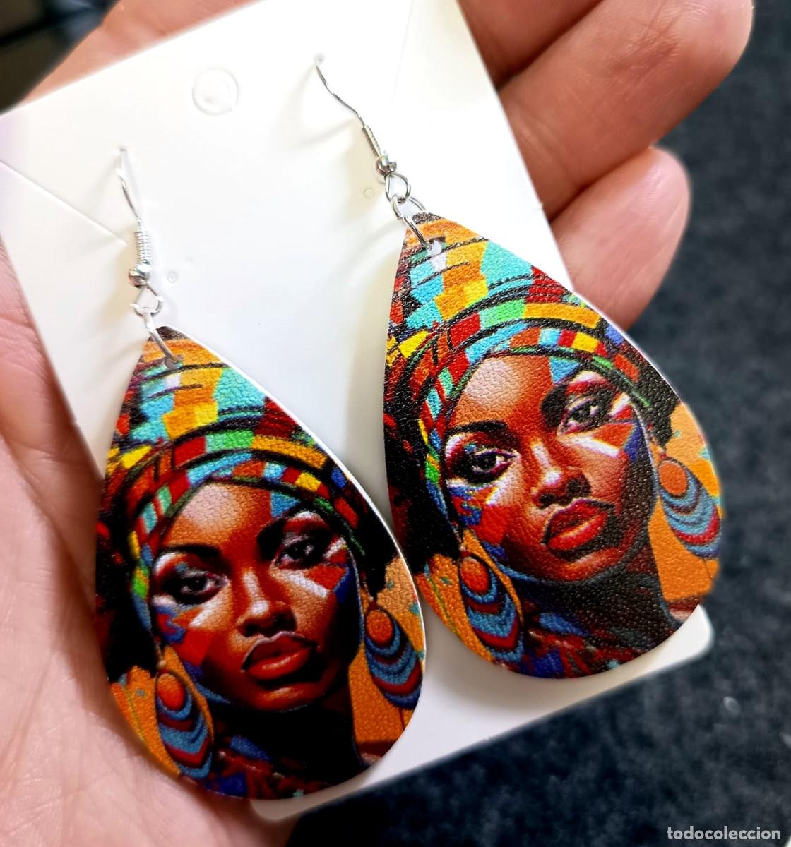 Joyeria: Pendientes largos chica africana multicolor, Nuevos
