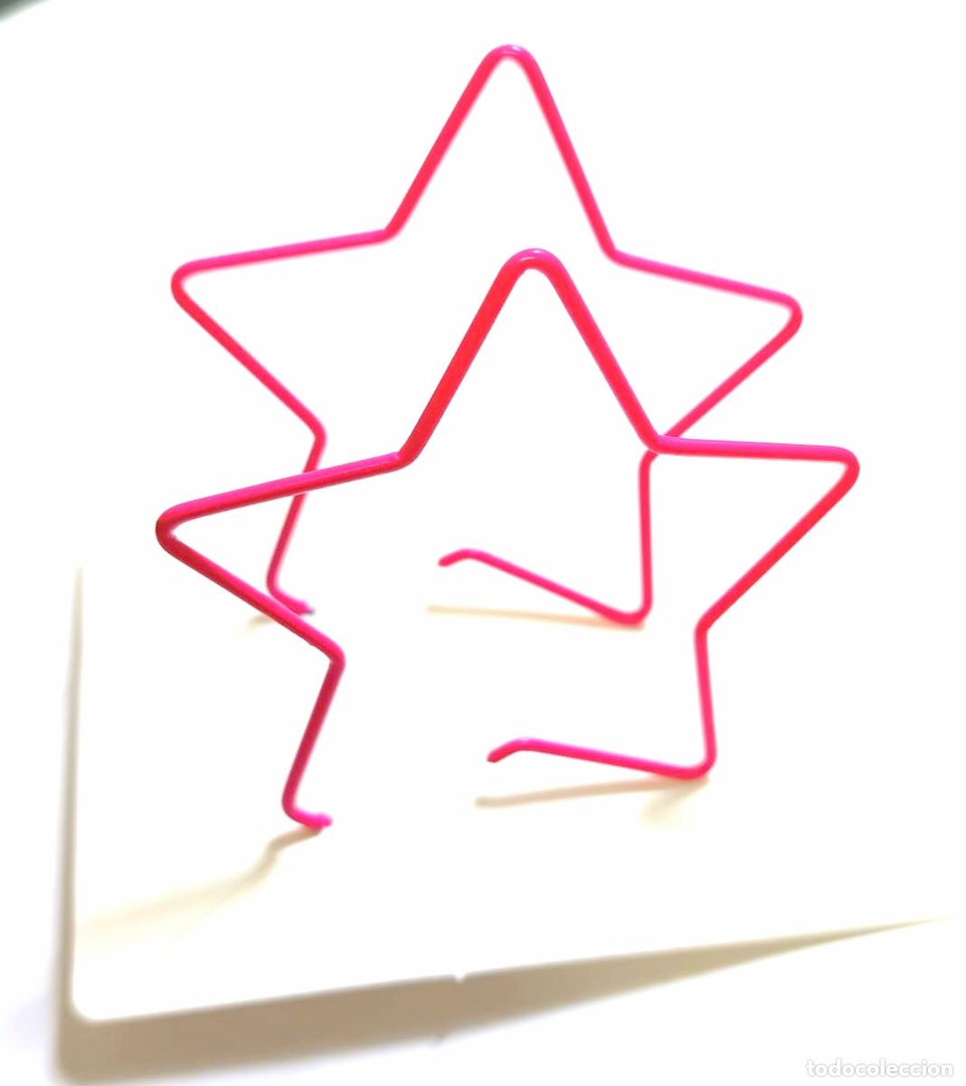 Joyeria: Pendientes aro de estrella color rosa, di&aacute;metro 6.5 cm, Nuevos
