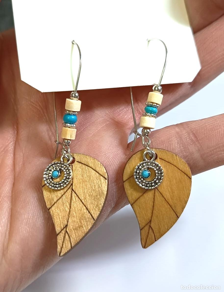 Joyeria: Pendientes bohemios largos plata y madera, Nuevos - Foto 2