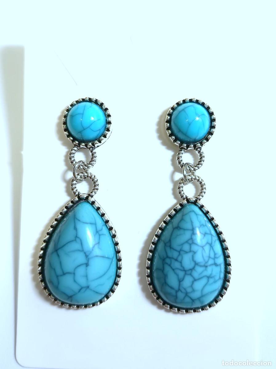 Joyeria: Pendientes color plata y azul, Nuevos