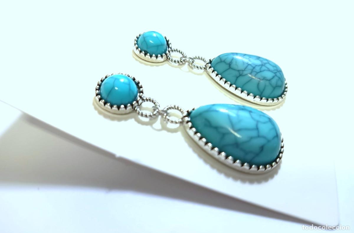 Joyeria: Pendientes color plata y azul, Nuevos - Foto 3