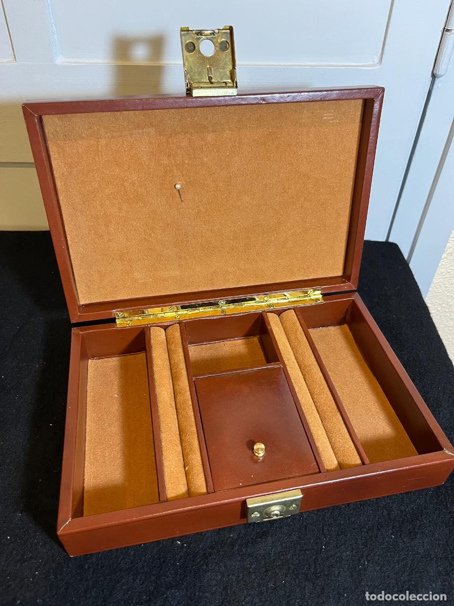 Jewelry: Joyero masculino vintage valet tray organizador relojes gemelos cuero a&ntilde;os 80 90