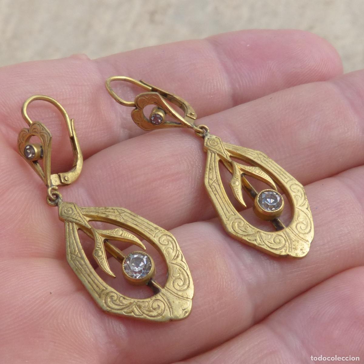 Joyeria: Antiguo par de pendientes modernistas.
