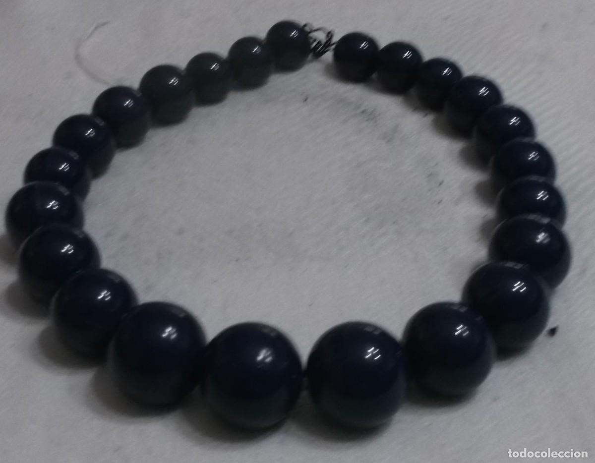 Joyeria: collar bolas azules de los a&ntilde;os 50 40 cm