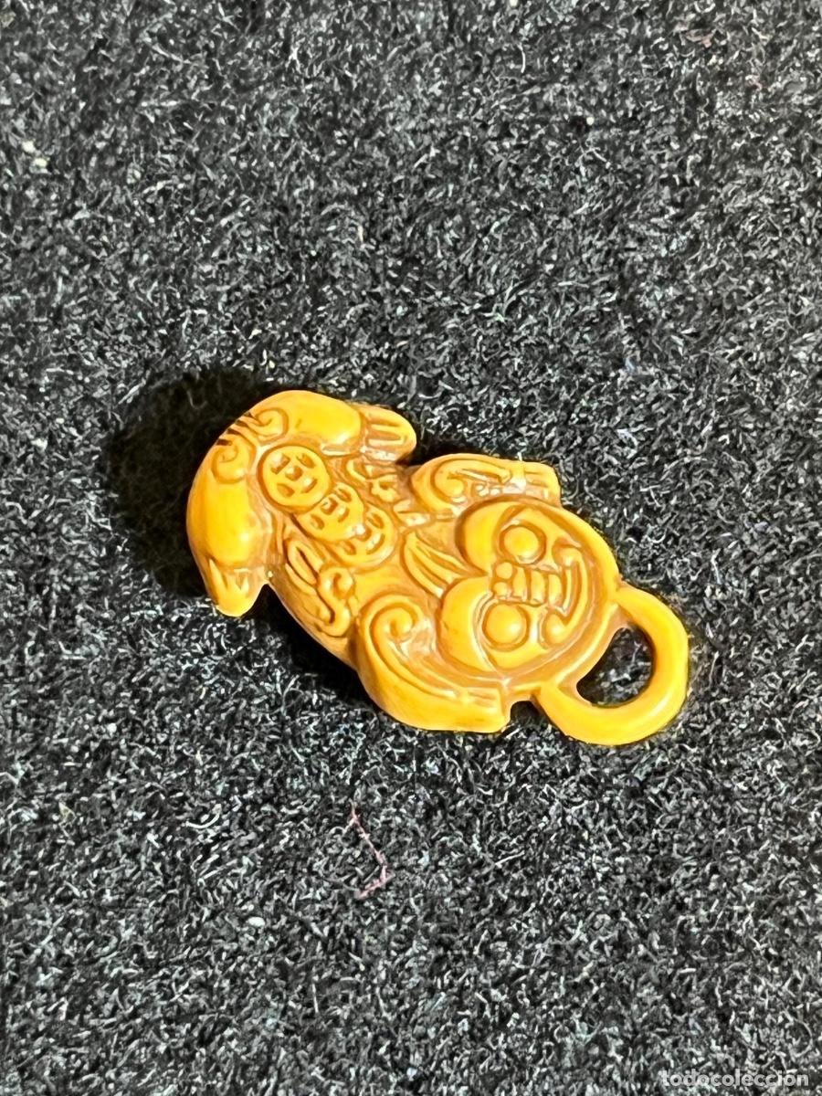 Joyeria: Colgante oriental le&oacute;n Fu drag&oacute;n suerte monedas chinas Feng Shui amuleto vintage