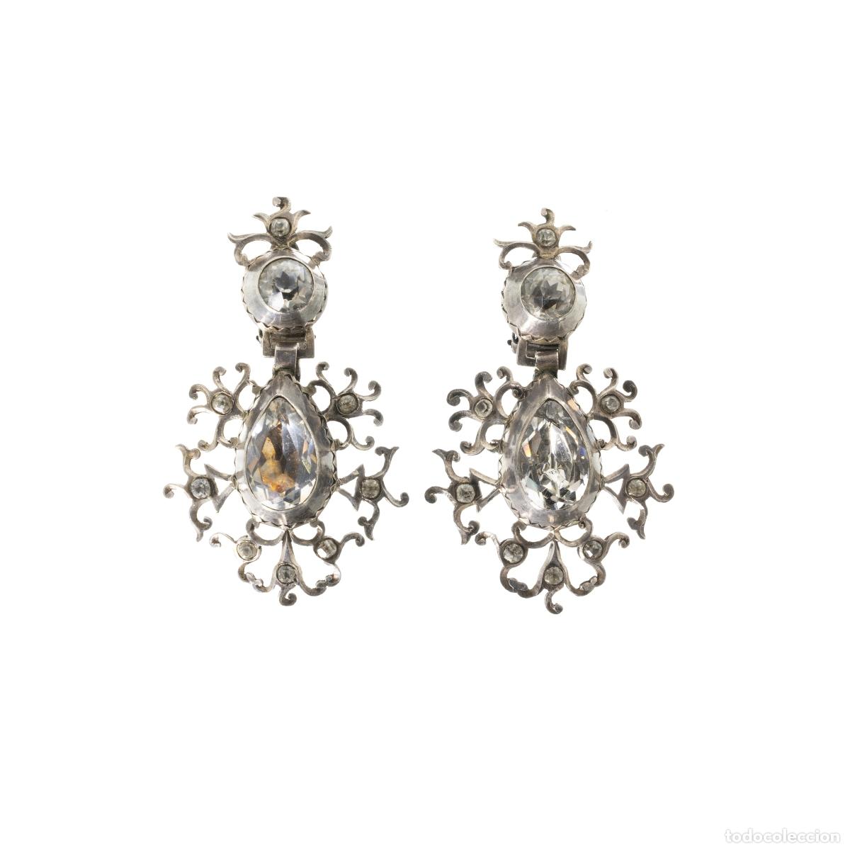 Joyeria: Joyer&iacute;a - Par de pendientes de plata - Siglo XIX