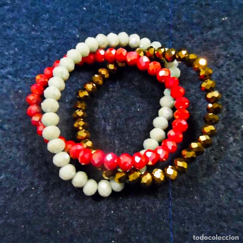 Joyeria: 3 PULSERAS ELASTICAS DE PIEDRAS 8 MM SWAROSKI TRES COLORES