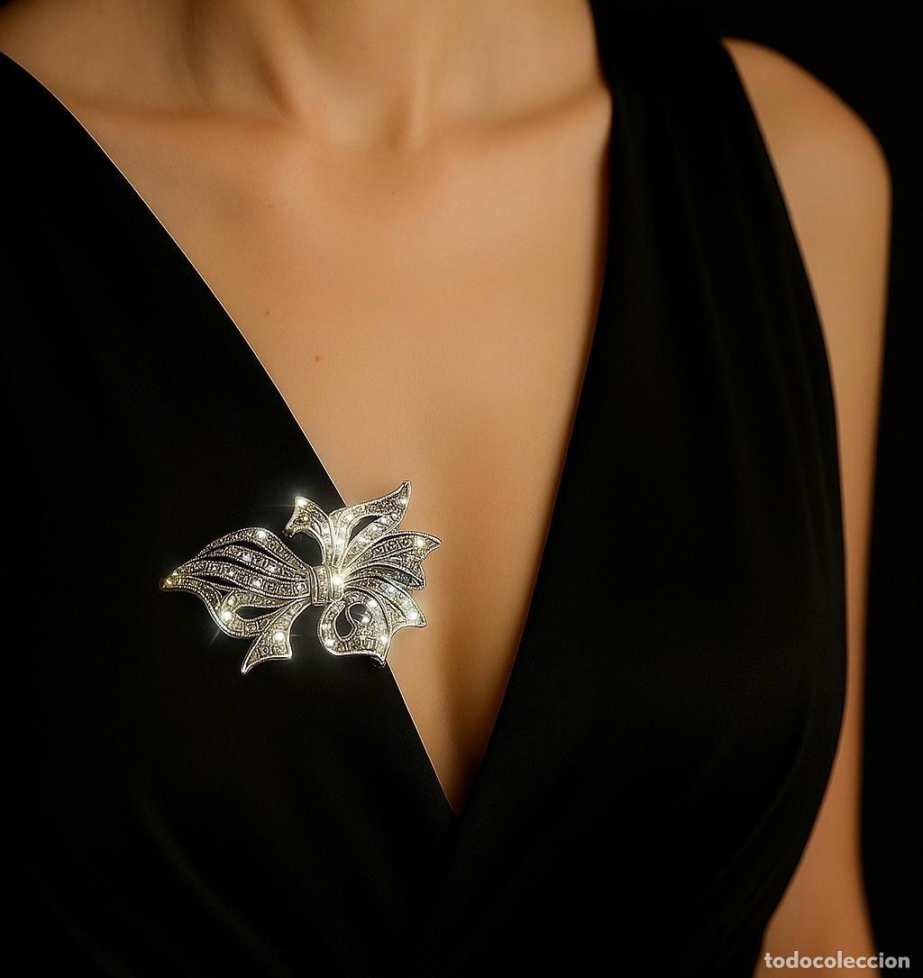 Joyeria: 2 antiguos Broches de plata de ley 935 y 900 con marquesitas !