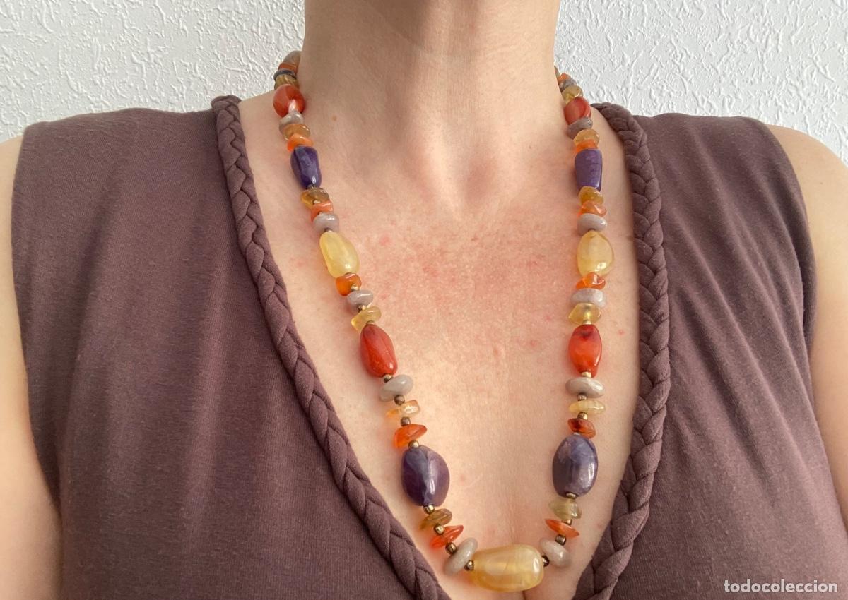 Joaillerie: Collar de piedras naturales multicolor estilo boho vintage