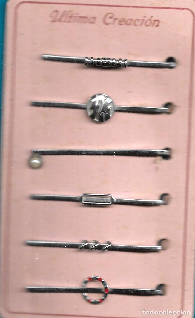 Joyeria: ANTIGUO CLIANTIGUO CLIP DP DE CORBATA A&Ntilde;OS 40 - - PLATEADO - CARTON DE SEIS DIFERENTES - LARGO 6 CM.