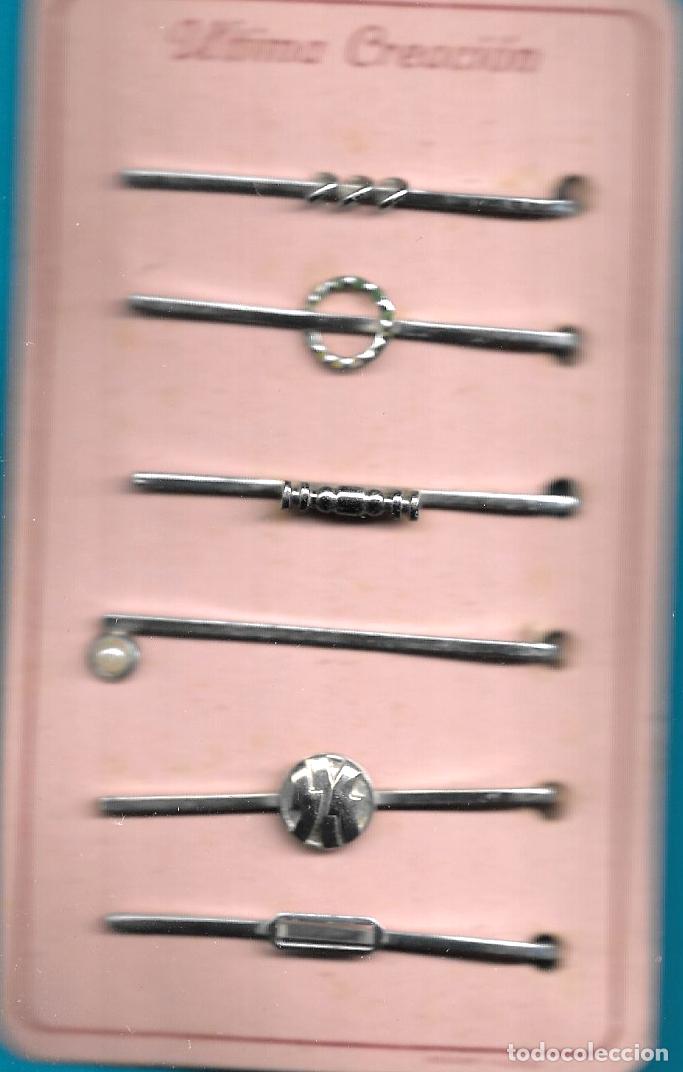 Joyeria: ANTIGUO CLIP DE CORBATA A&Ntilde;OS 40 - - PLATEADO - CARTON DE SEIS DIFERENTES - LARGO 6 CM.