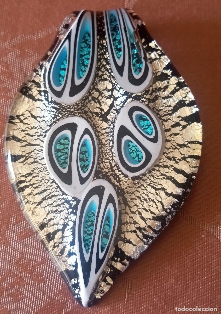 Joyeria: BONITO COLGANTE DE CRISTAL DE MURANO NEGRO CON DETALLES TURQUEZA Y PLATA