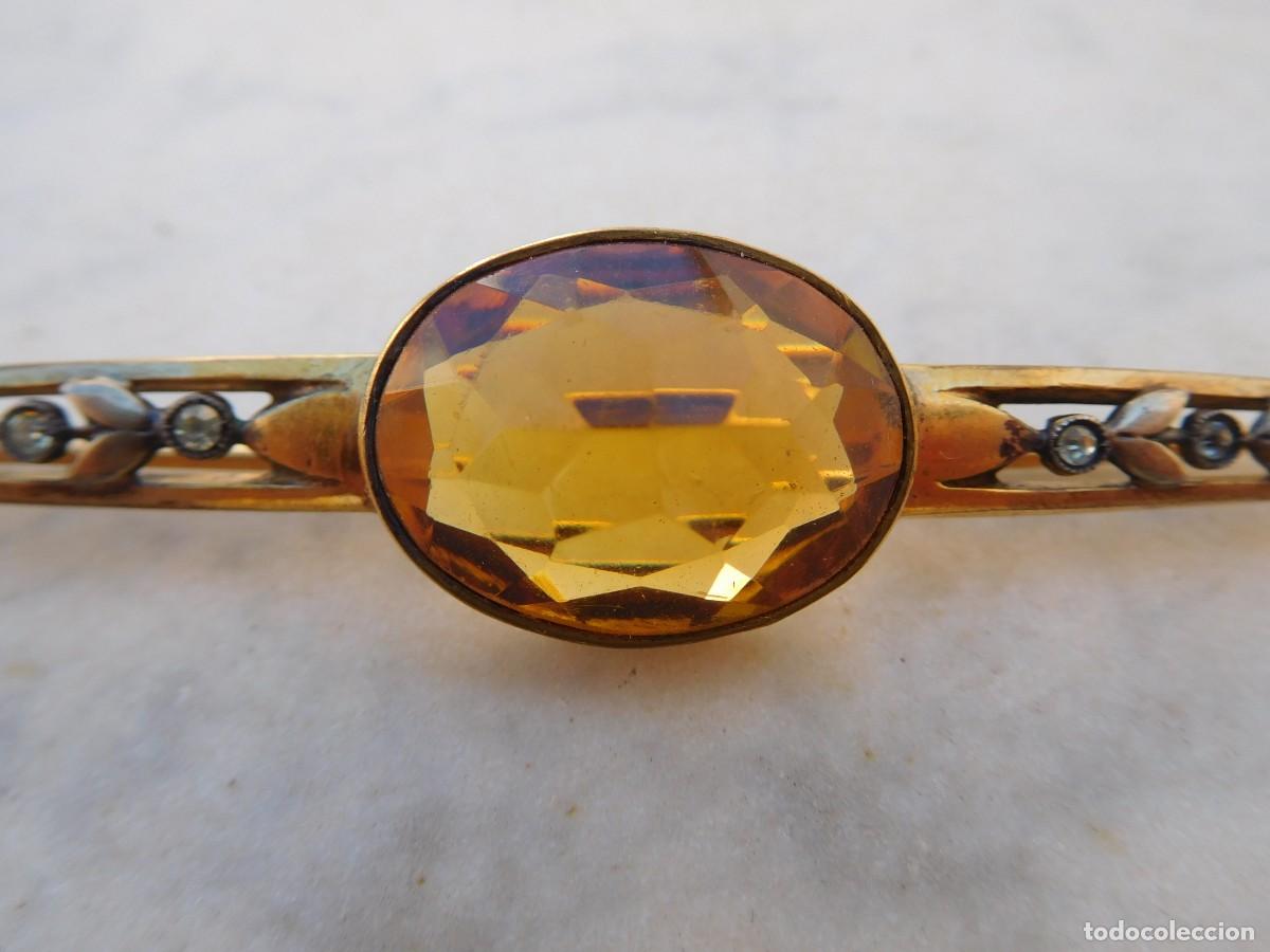 Joyeria: Aguja antigua con cristal amarillo - Foto 2