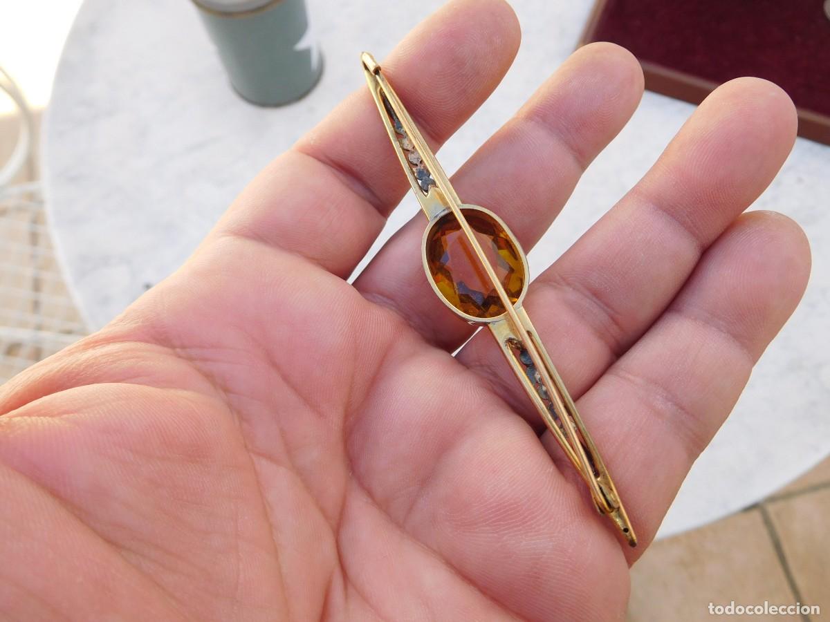Joyeria: Aguja antigua con cristal amarillo - Foto 4