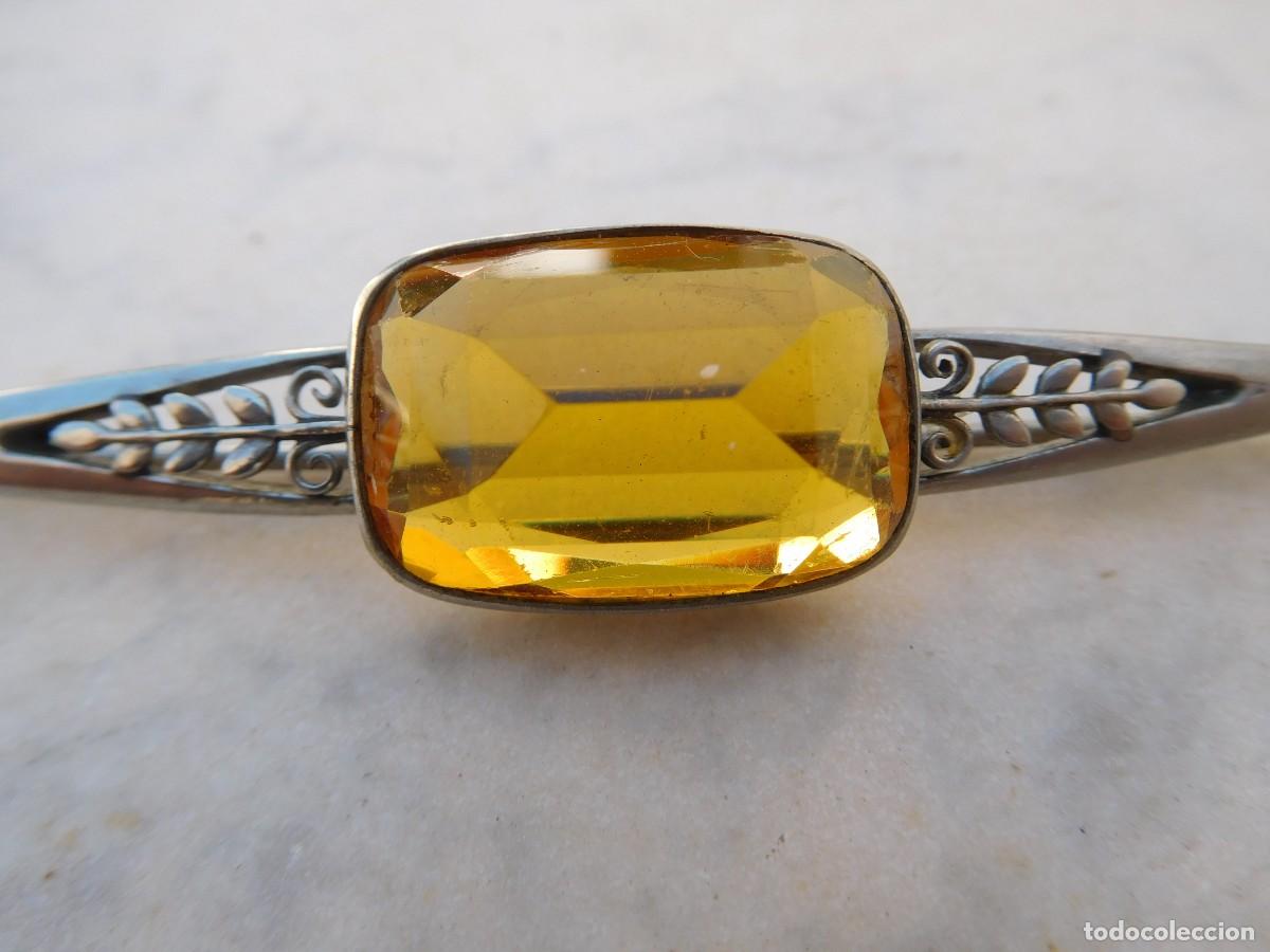 Joyeria: Aguja antigua con cristal amarillo - Foto 2