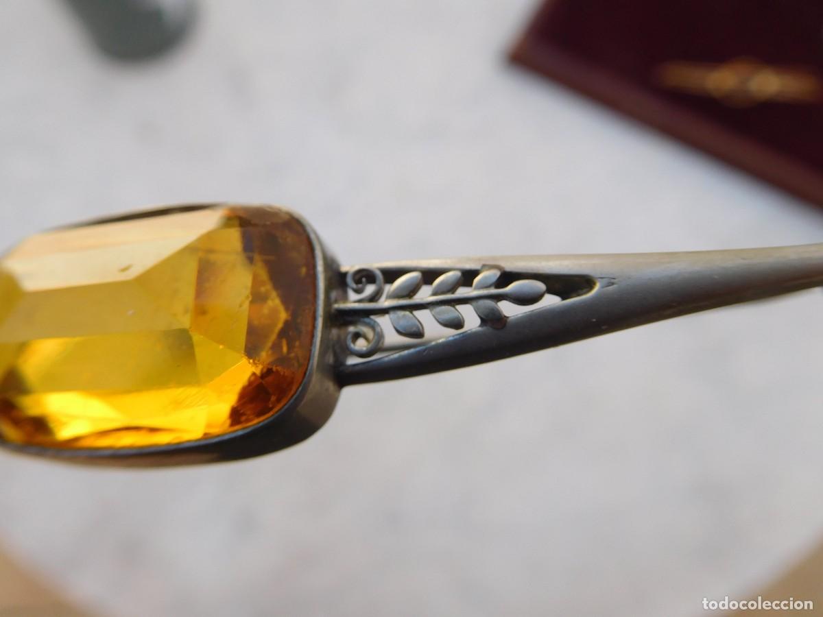 Joyeria: Aguja antigua con cristal amarillo - Foto 3