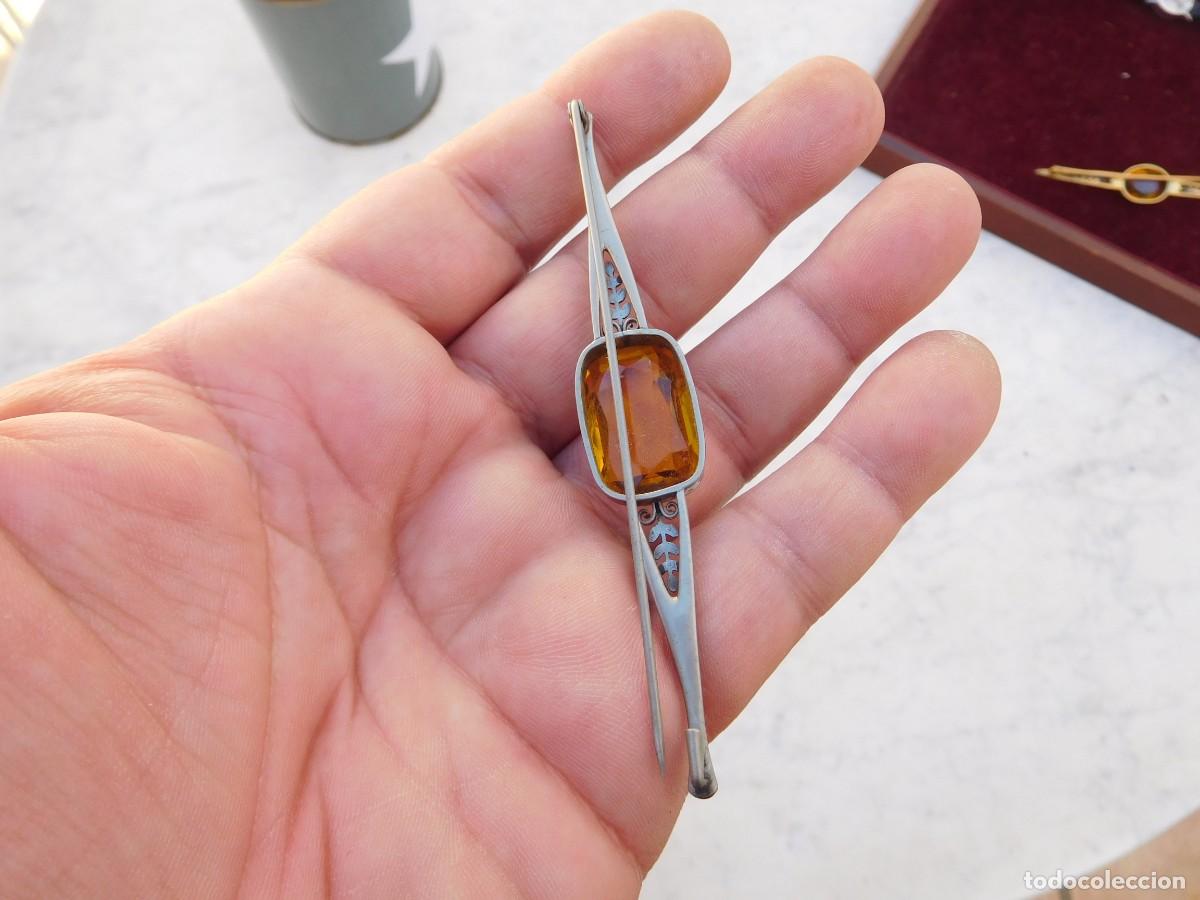 Joyeria: Aguja antigua con cristal amarillo - Foto 4