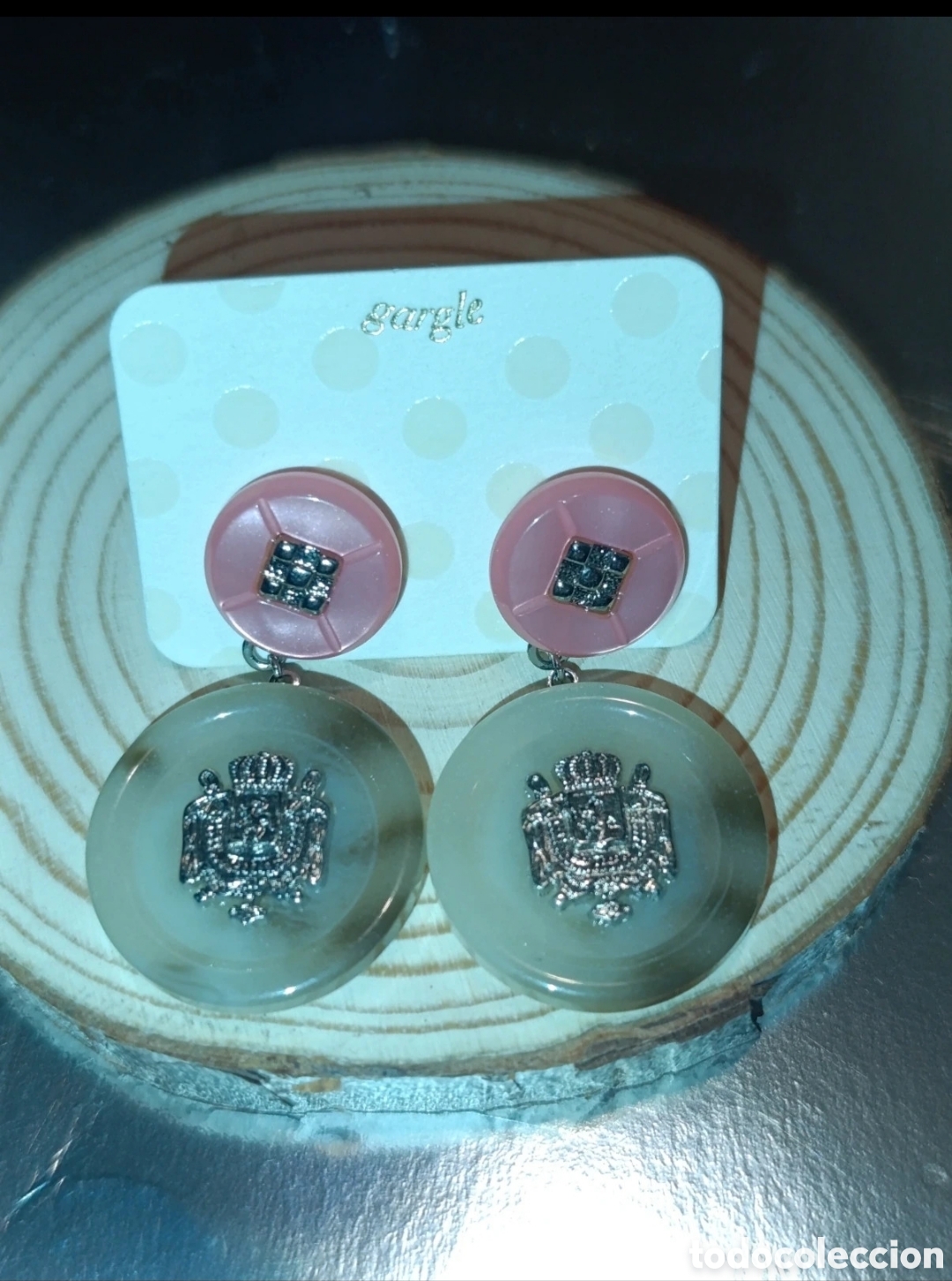 Joyeria: Pendientes doble c&iacute;rculo con detalle met&aacute;lico