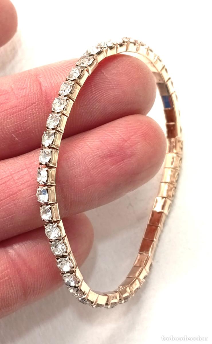 Joyeria: Pulsera color oro con strass, el&aacute;stica, Nueva