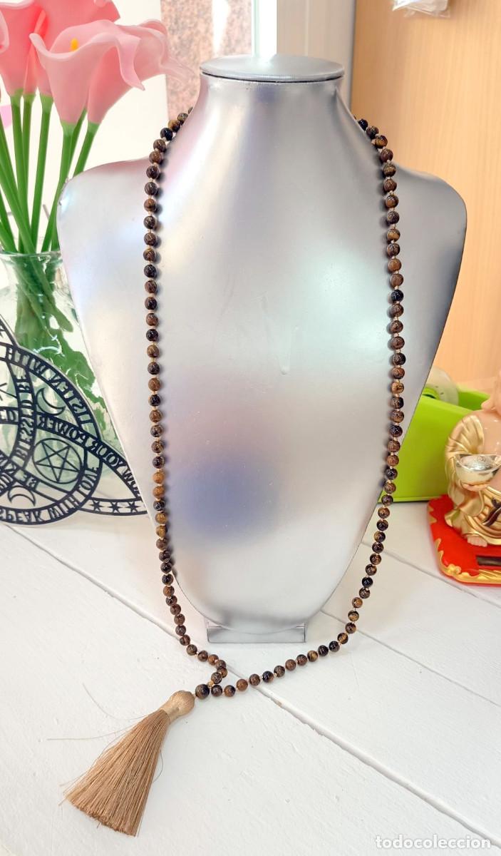 Joyeria: Collar de piedra semipreciosa Ojo de Tigre, Antial&eacute;rgico, preparado con palo santo, Nuevo