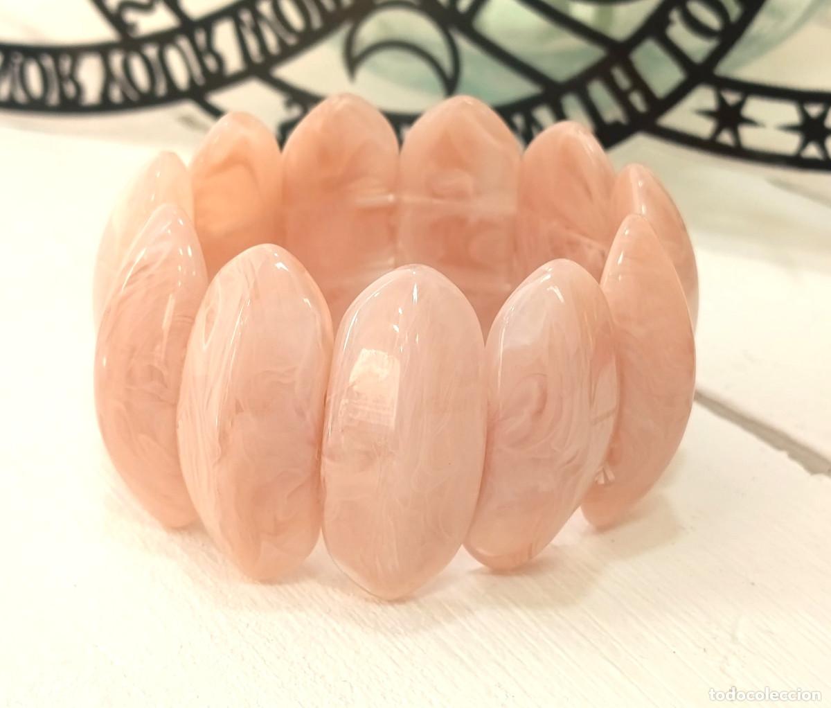 Joyeria: Pulsera color rosa polvo, el&aacute;stica, antial&eacute;rgica, Nueva