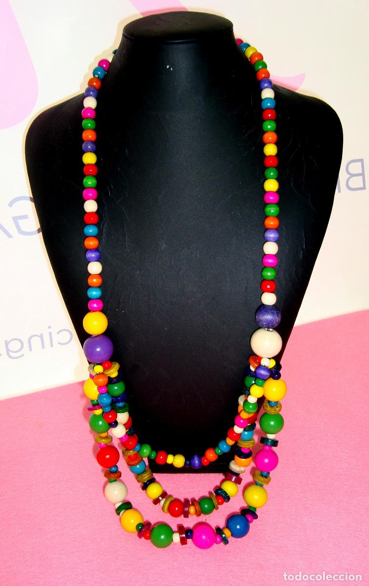 Joyeria: Collar bohemio de madera multicolor, Antial&eacute;rgico, Nuevo - Foto 1