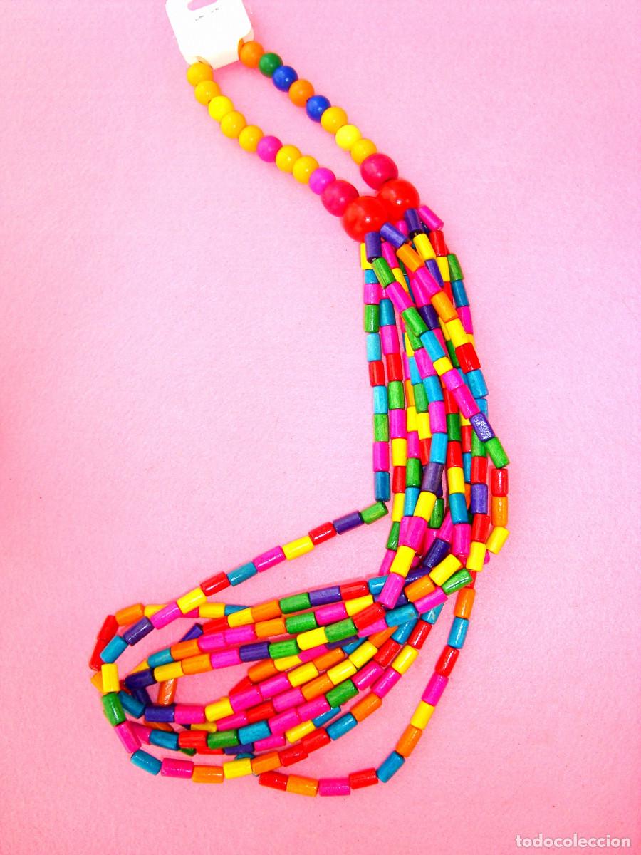 Joyeria: Collar bohemio de madera multicolor, Antial&eacute;rgico, Nuevo - Foto 3