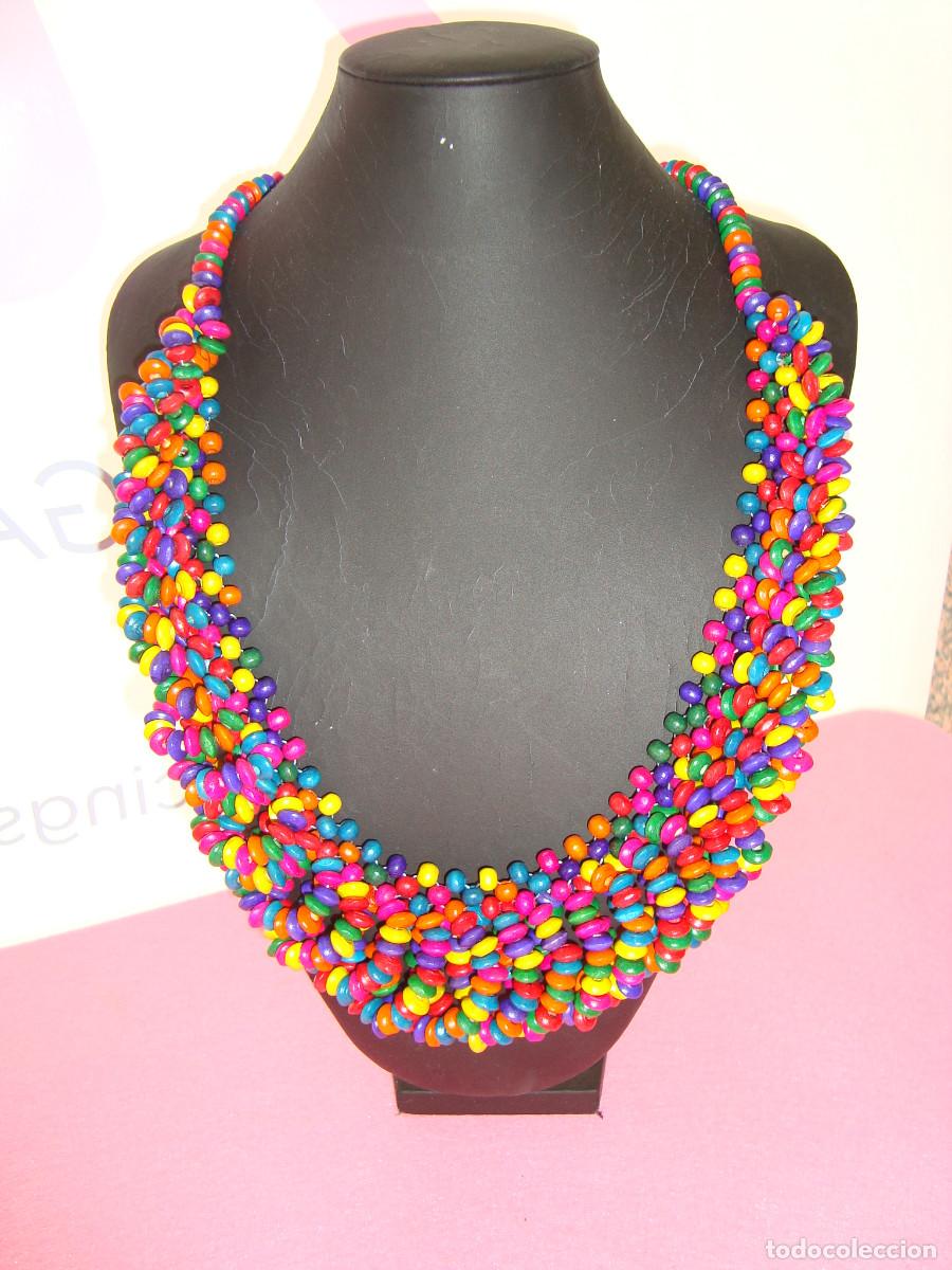 Joyeria: Collar bohemio de madera multicolor, Nuevo - Foto 1