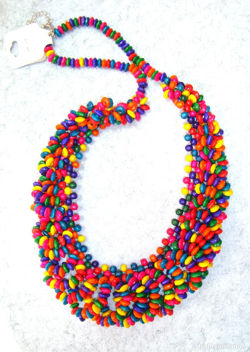 Joyeria: Collar bohemio de madera multicolor, Nuevo - Foto 2