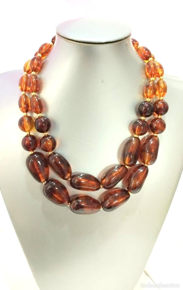 Joyeria: Collar corto de 2 l&iacute;neas color marr&oacute;n, Nuevo - Foto 1
