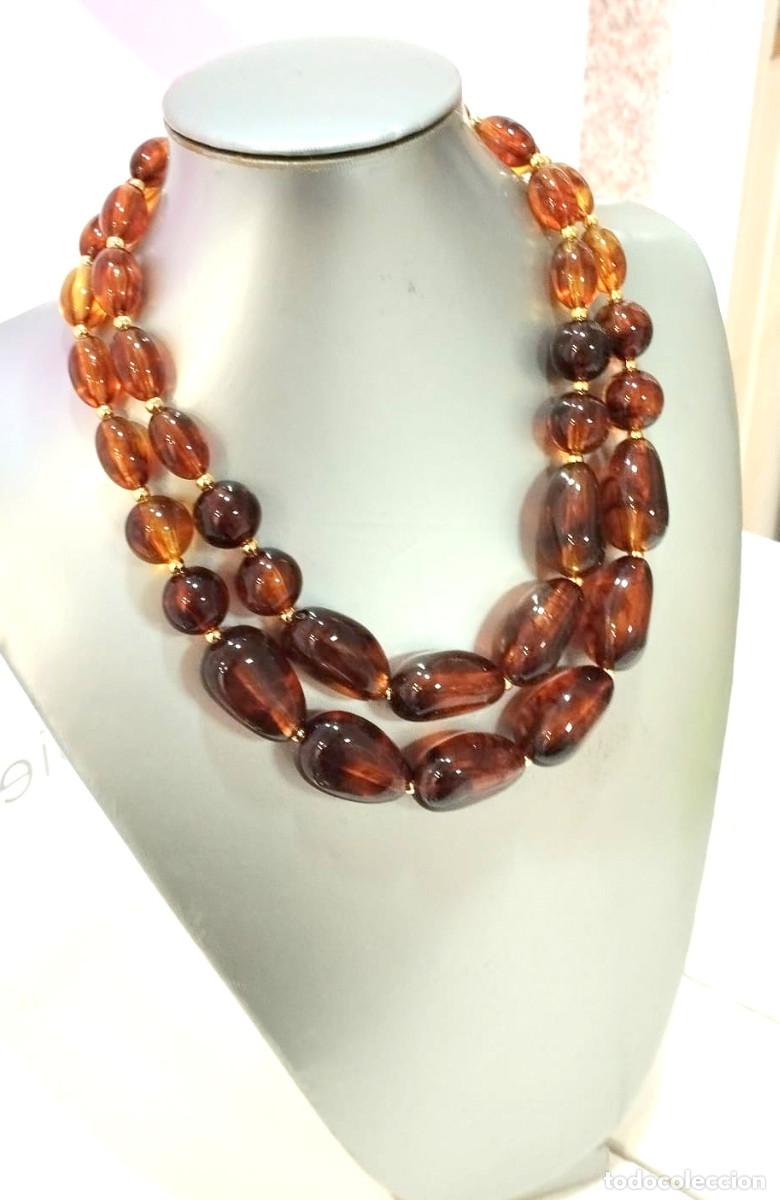 Joyeria: Collar corto de 2 l&iacute;neas color marr&oacute;n, Nuevo - Foto 2